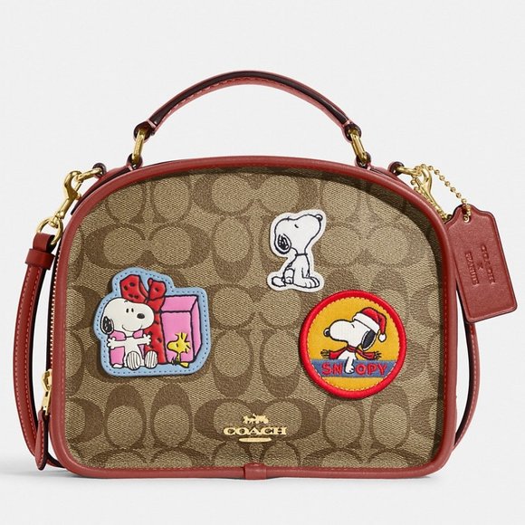 🐶Coach X Peanuts Lunch Pail In Signature Canvas With Patches